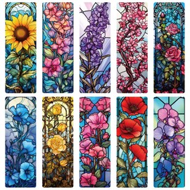 Celavoy Pretty Flower Bookmark Gifts - 20pcs Floral Stained Glass Bookmarks