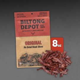 Biltong Depot Original Steak Slices (8oz): High Protein Snack, No Sugar, Natural Dried Beef Jerky