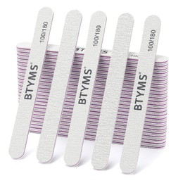 BTYMS 30Pcs 100/180 Grit Nail Files for Acrylic and Natural Nails，Double Sided Emery Board Nail Buffering Files