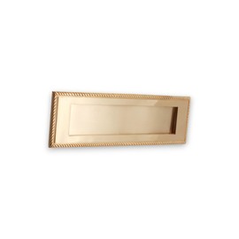 Infinity Decor Satin Brass Georgian Sprung Letter Plate 10” (250mm) - Solid Brass Rope Design Postal Plate for Internal and External Doors