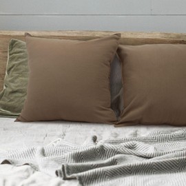 Cushion Covers 2-pieces Set 45x 45cm - Solid Dyed Cotton Decorative Large Square Washable Throw Pillow Cases 519-0415