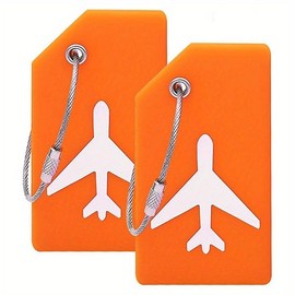 Silicone Luggage Tag, 2 Counts/set Portable Travel Boarding Pass Luggage Tag, Soft & Bendable & Flexible Tag for Christmas Gift, Perfect for Quickly Finding Luggage - Color: Random Color, Specification: 2 Counts Orange
