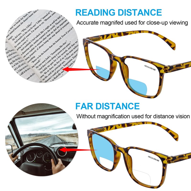 OCCI CHIARI Transition Bifocal Reading Glasses for Men XL Blue