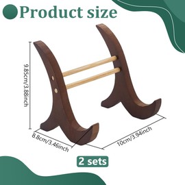 PH PandaHall 2 Sets Wood Display Easels 2 Sets Wood Easel Stand Plate Display Stands Portable Desktop Easel Holder Brown Phone Stand for Desk Plate Picture Sign Holder 8.8x10x9.8 cm/ 3.5x3.9x3.8 inch