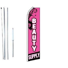 Beauty Supply Swooper Flag With Complete Hybrid Pole set