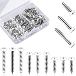 Giegxin 120 Pcs White Head Screws, #8 White Screws Wood Stainless Steel Self Tapping Screw Wood Work for Wall Plates Replacement, 3 Sizes(1/2 Inch, 3/4 Inch, 1 in)