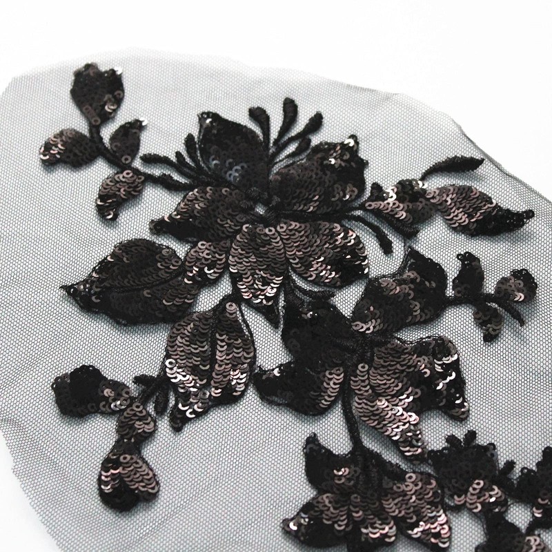 SUNMOVE Embroidery Sequin Lace Applique Sewing Flower Fabric Collar Patch