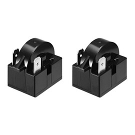 CoCud Refrigerator Start Relay, 2 Pin 250W 4.7 Ohm Resistance, Plastic Refrigerator Overload Relay Fridge Compressor Relay Black - (Applications: for Compressor Mini Fridge), 2-Pieces
