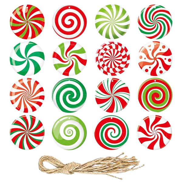 16Pcs Christmas Tree Decorations,Candy Cane Christmas Decorations,Xmas House Gizmo Hanging Ornaments,Christma Themed Kit,Cute Cheap Mini Ornament Pendant Set for Crafts Chritmas and Whimsical of Place