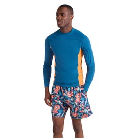 Mountain Warehouse Mens Long Sleeves Rash Vest - Quick Drying Rash Guard, Prevents Chafing, UPF50+ Sun Protection with Flat Seams - for, Swimming & Surfing Dark Teal XXS