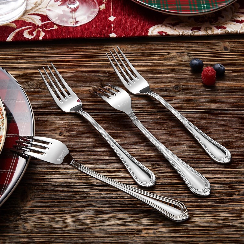 KEAWELL Pearl Edge 4-Piece Premium Fork Set, 18/10 Stainless Steel,