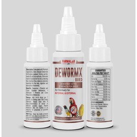 Farmalab DEWORMX Liquid Extra Strength 2oz 8oz Budgies, Parakeet, Finches, Lovebirds Small Caged Birds para periquitos, cacatillos, cotorras, Canarios, guacamayos, Quakers y Aves (Birds 2oz)