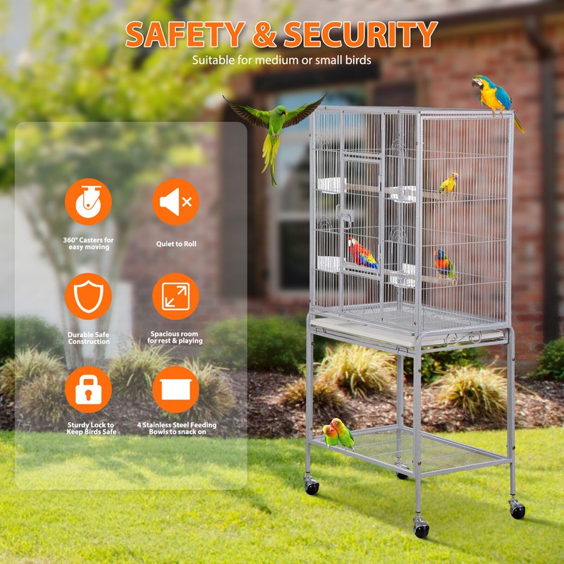 SEGAWE 53'' Bird Cage for Parakeets Large Wrought Iron Detachable