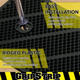 GripStrip Stair Treads for Wooden Steps, Non Slip Stair Grips for Outdoor or Indoor Use, Screw Down | Weather Resistant | Anti Slip Step Treads for Safety - Black, 2 Pack, 15"x3.25"