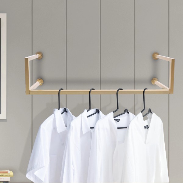 Unbranded 39" Gold Wall-mounted Metal Clothing Display Rack Clothes Hanging