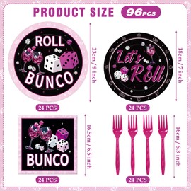 Bunco Party Supplies Decorations - 96 Pcs Game Night Plates Napkins