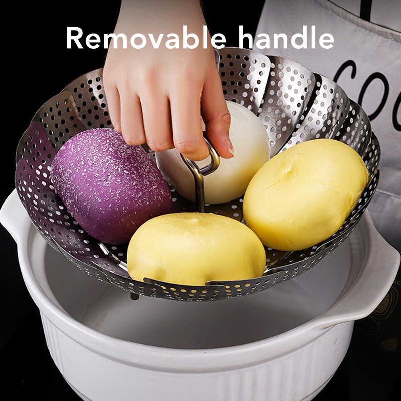 Foldable Vegetable Steam Basket No Warping 304 Stainless Steel Folding