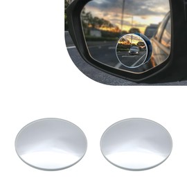 DUSCOKE Car Blind Spot Mirror, Round HD Glass Adjustable Rear View Mirror with Base, Frameless Wide Angle Convex Mirrors, Universal Vehicles Exterior Accessories for Truck, SUV, RV (2PCS)