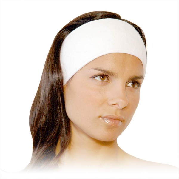 Spa Facial Headband - APPEARUS Head Wrap Terry Cloth Headbands Stretch Towel with Closure for Bath, Makeup and Sport (4 Count/White)