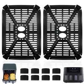 GWYXC Air fryer Replacement Parts for Holstein Housewares 8.4QT Dual Basket Digital Air Fryer, 8.5×6.1 IN Air Fryer Grill Pan Grill Plate Crisper Plate Accessories Tray Rack