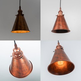 KAYYELAMP 3Pcs Adjusted Corded H-Type Cone Shade Rusty Color Track Light 3.2 Feet E26 Base Vintage Design for Kitchen Sink Living Room Loft(No Bulb,Track)