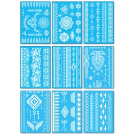 White Lace Temporary Tattoos for Women Teens Girls - 9 Sheets White Lace Fake Stickers - Bride Wedding Cool Tattoo Designs Jewelry Tattoos - 100+ White Flash Realistic Waterproof Transfer