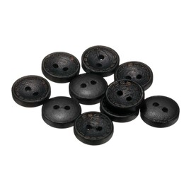 HARFINGTON 10pcs 20L Wooden Sewing Button 1/2"(13mm) 2 Holes Wood Round Craft Replacement Buttons for Sewing Clothing Pillow DIY Crafts Decoration, Black