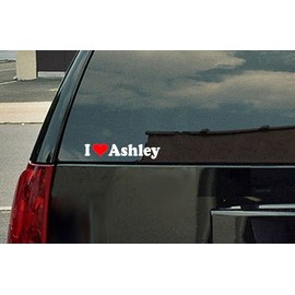 Stickermatic I Love Ashley Vinyl Decal - White with a red heart