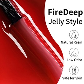 Firedeep Jelly Red Gel Nail Polish 16ml Sheer Red Nail Polish UV/LED Soak Off Gel Polish for Spring Summer Autumn Winter Gift 0.54 Fl Oz 1Pcs