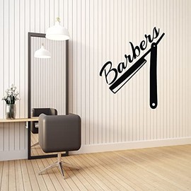 Vinyl Wall Decal Razor Blade Barbershop Man's Hair Salon Stickers Mural Large Decor (g8211) Black
