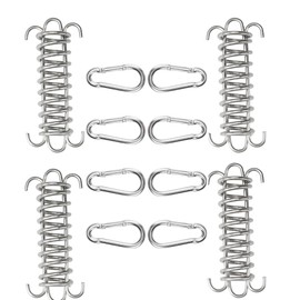 Changyeah Awning Accessory Set, 4 Pieces Tension Spring Awning with 8 Carabiners, Stainless Steel Sun Protection Attachment Sail Mounting Tool, Tension Springs with Hooks for Camping Tent