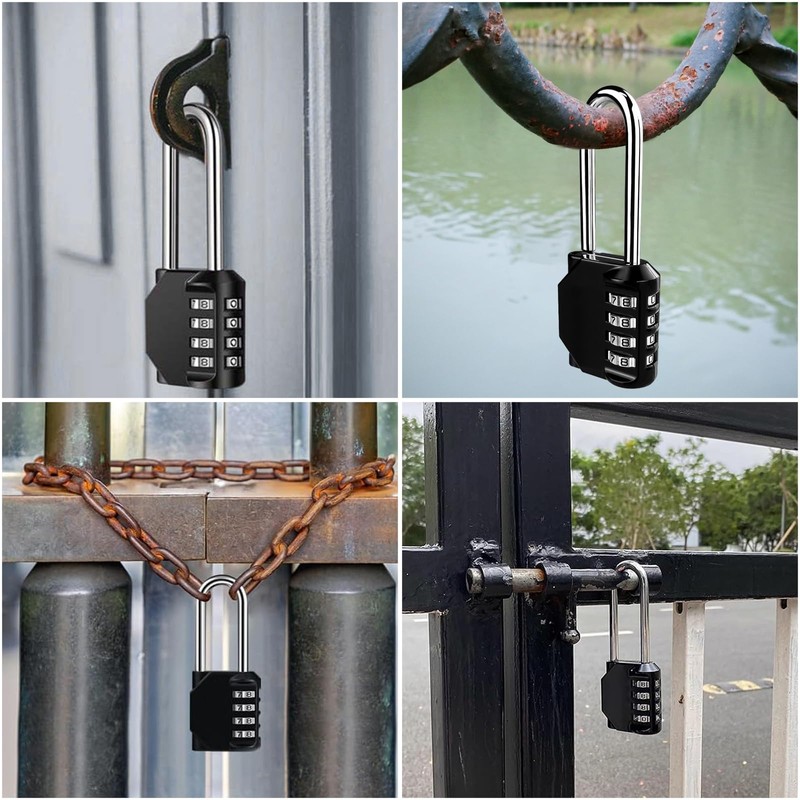Diompirux Set of 2 Combination Lock with Shackle Long, 4