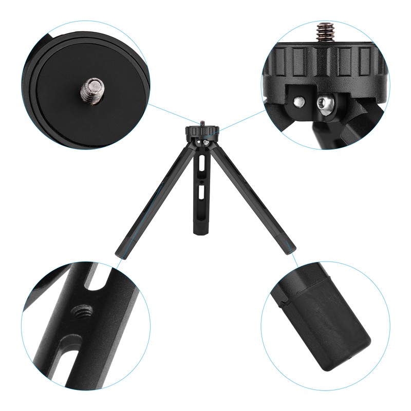 Desktop Metal Tripod Stand 1/4 inch Screw 4 Levels Adjustable