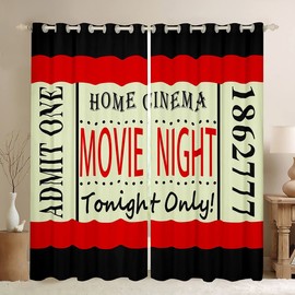 Movie Theater Dreapes Home Theater Decor Curtains for Bedroom Living Room Kids Decor Old Fashion Home Decor Blackout Curtains(30%-50%) Set Window Treatments W46*L54