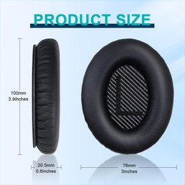 Replacement Earpads Cushions for Bose QuietComfort 35 & Quiet Comfort 35 II, Headphones Ear Covers Ear Pads for Bose QC35/QC35II/25/15 QC2 / Ae2 / Ae2i / Ae2W / Sound Link/Sound True-Black&Black