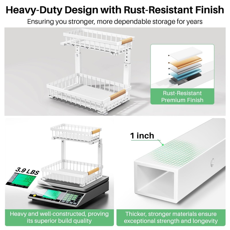 Kitstorack Under Sink Organizer, 2 Tier Under the Sink Storage,