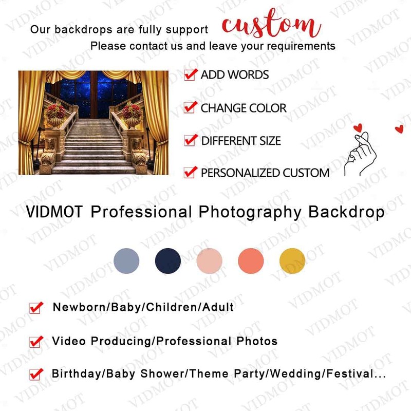 VIDMOT Old Castle Stairs Background for Party Decoration 7x5ft Golden