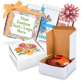 MT Products Custom Wedding Gift Boxes - 6" x 6" x 2.5" White Customizable Printed Jewelry and Accessory Boxes with Logo (Pack of 5) - Made in the USA