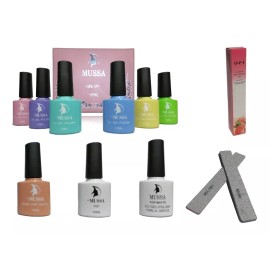 Mussa Kit Gel Gama 6 Pz + Base + Top + Top Mate + Limas + Aceite