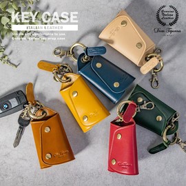 DomTeporna Italy Key Case, Smart Key Case, Keys, Genuine Leather, Italian Leather, Men's, Women's, Key Ring, Carabiner, Nascan, nume