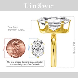 Linawe Promise Cubic Zirconia Imitation Diamond Moissanite Adjustable Solitaire Ring, Gold Plated Love Rings for Women, Faux Wedding Engagement Costume Jewelry Dupes Birthstone
