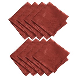 Elrene Home Fashions Elegant Woven Leaves Jacquard Damask Napkin Set of 8, 17" x 17", Spice Red 8 Pieces