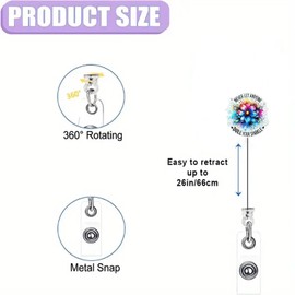 Colorful Flower Badge Reel Spring Retractable Acrylic Alligator Badge Clip Cute Flower Badge Holder Name Tag ID Card Decor for Nurse Doctor Nursing