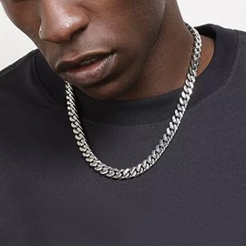 Silver Chains for Men Stainless Steel Necklace Chains Mens Jewelry Cuban Link Necklace Hip Hop Chain Choker Curb Link Chain