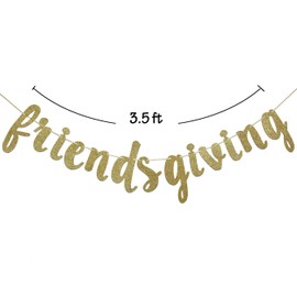 Friendsgiving Gold Glitter Banner, Thanksgiving Friends Party Decoration Photo Props