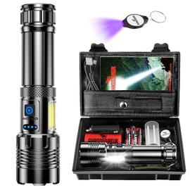 Shadowhawk Linterna Led Recargable, Lampara De Mano 100000 Lumens XHM90.2 Linternas Led Recargables Alta Potencia, USB Potente Linterna Tactica, IPX67 Impermeable 7 Modos linterna de mano Emergencia