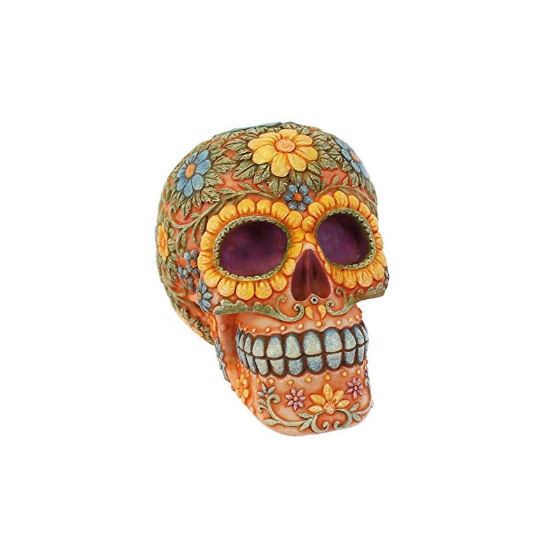 Something Different Wholesale Floral Candy Skull, Orange