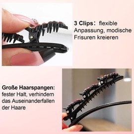 WwuHua Women's Hair Clips, Pack of 10 Hair Clips with Crystal Flower, Hair Clip with 3 Clips, Double Layer Hair Clip, Flower Hair Clips for Long and Curly Hair