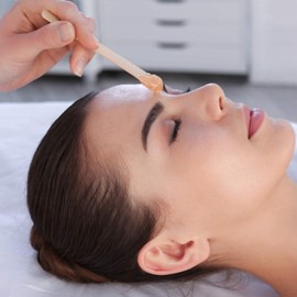 100pc Disposable Wooden Waxing Spatulas, Wax Applicator Sticks for Body Hair Removal, Professional Tongue Depressors Flat Round Ended