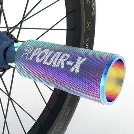 Volo Polar-X Bicycle Pegs BMX Accessories for 3/8 Inch Solid Axles Rear Front Foot Resting Street Stunt Aluminum Alloy Anti-Skid Light Weight Kids Cycling Scooter Pack of 2 (Rainbow)